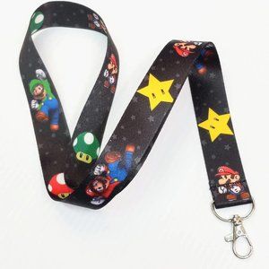 Mario Characters Mario Luigi Star Mushroom Lanyard Keychain ID Badge Holder